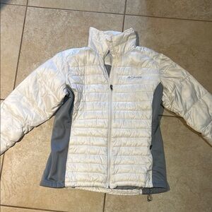 Columbia White and Gray Puffer Jacket
